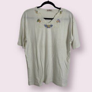 Vintage Butterfly Bug Classy Girly Coquette Artsy Hipster Hippie V Tee Blouse